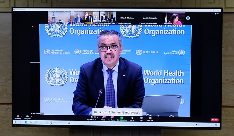 Tổng giám đốc WHO Tedros Adhanom Ghebreyesus chủ trì buổi công bố. Ảnh: Trần Minh Tổng giám đốc WHO Tedros Adhanom Ghebreyesus chủ trì buổi công bố. Ảnh: Trần Minh