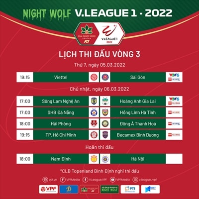Lịch thi đấu vòng 3