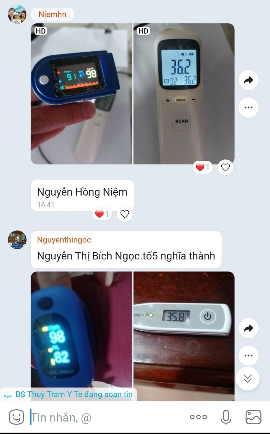 Nhân viên y tế Tp. Gia Nghĩa trao đổi, nắm tình hình sức khỏe bệnh nhân Covid-19 trên nhóm Zalo