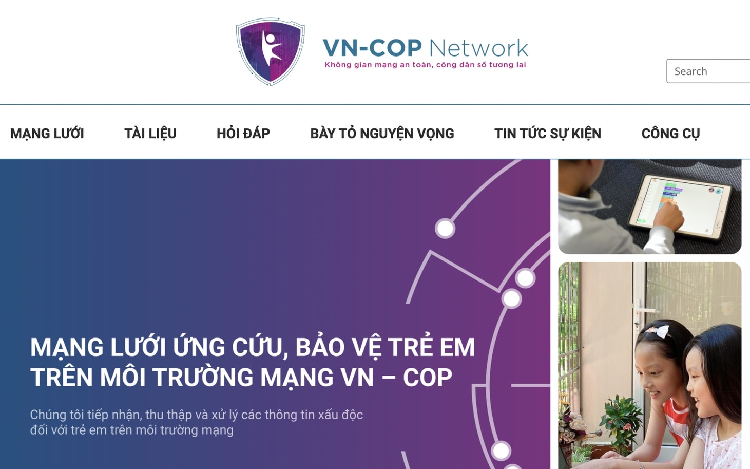 Website mạng lưới, ứng cứu bảo vệ trẻ em trên môi trường mạng.