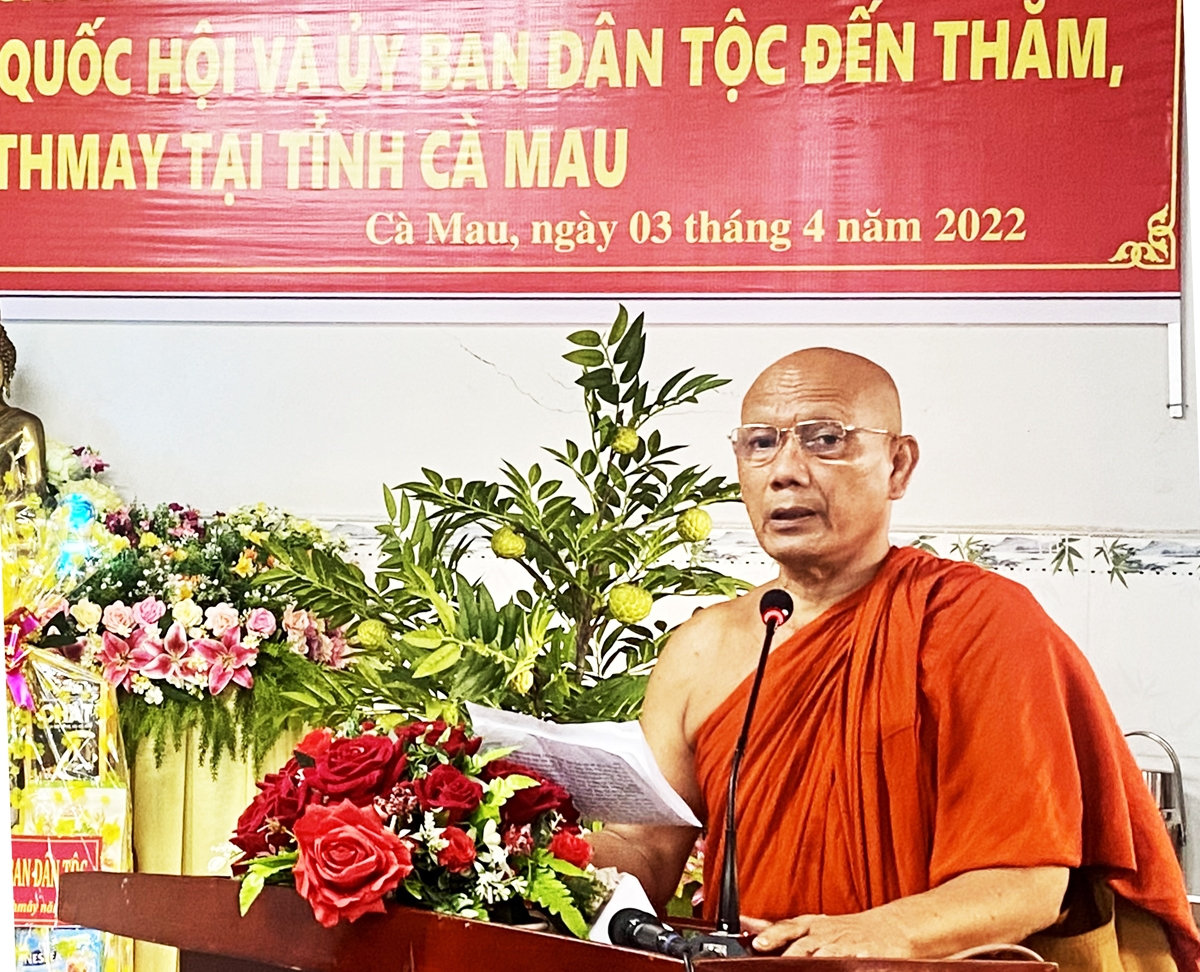 Hòa Thượng Thạch Hà phát biểu chào mừng Đoàn công tác 