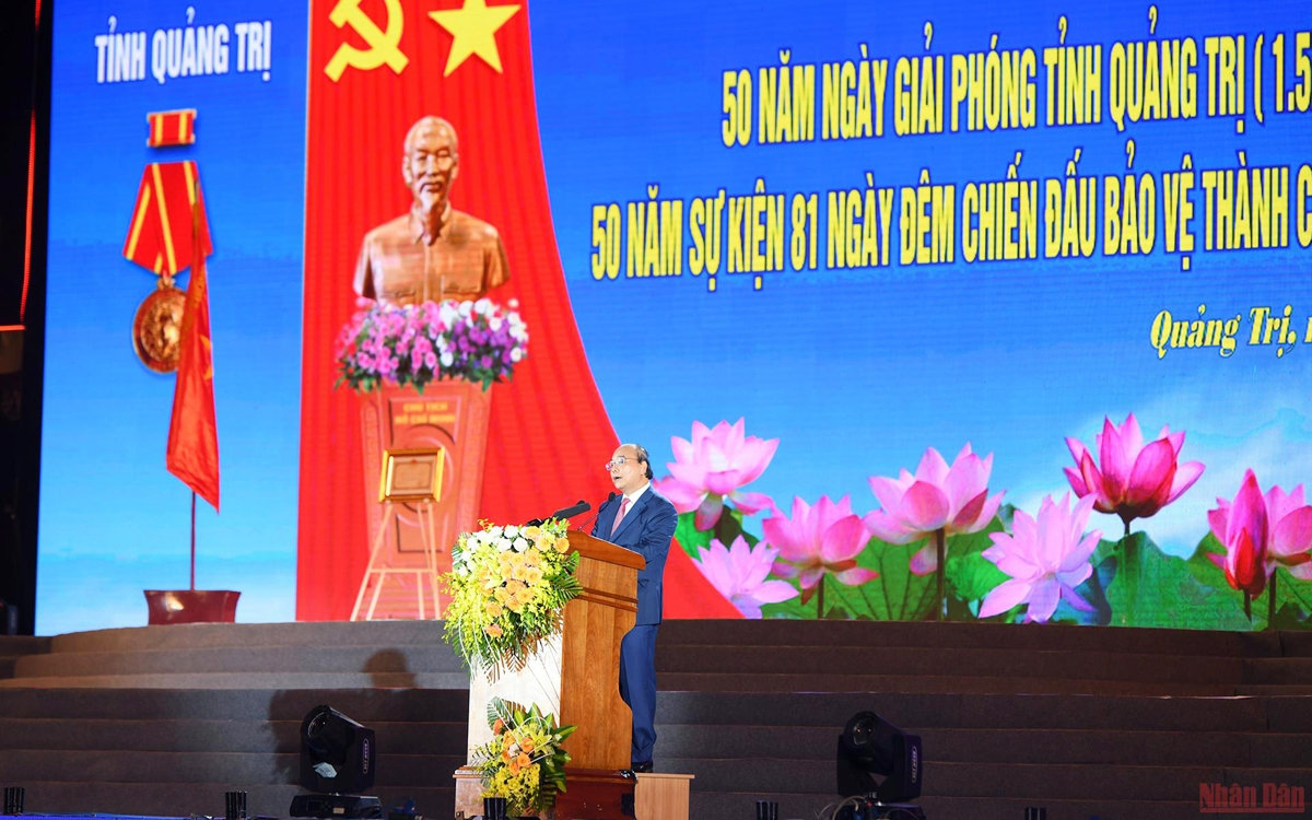 Chủ tịch nước Nguyễn Xuân Phúc phát biểu chỉ đạo tại Lễ kỷ niệm. (Ảnh: Thành Đạt). Chủ tịch nước Nguyễn Xuân Phúc phát biểu chỉ đạo tại Lễ kỷ niệm. (Ảnh: Thành Đạt).