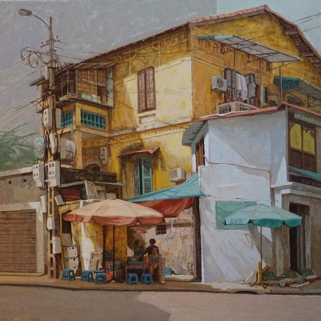 Hoạ sỹ Phạm Xuân Trung tham gia bức tranh 
