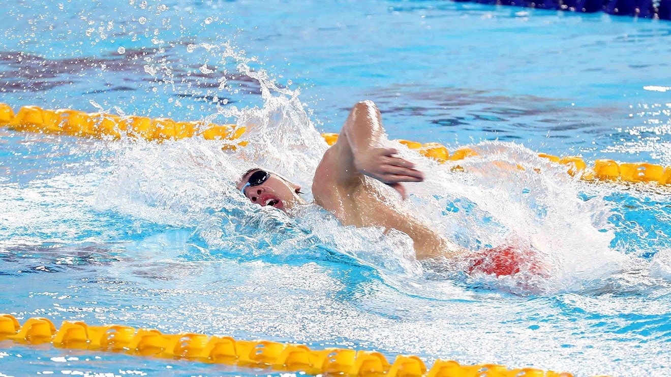 Huy Hoàng thể hiện phong độ ấn bằng cách phá kỷ lục SEA Games của chính mình. (Ảnh TTXVN)