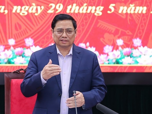 Thủ tướng Phạm Minh Chính gợi mở nhiều định hướng quan trọng để Sơn La phát triển mạnh mẽ hơn, sớm trở thành một động lực tăng trưởng của khu vực Tây Bắc. Ảnh VGP/Nhật Bắc