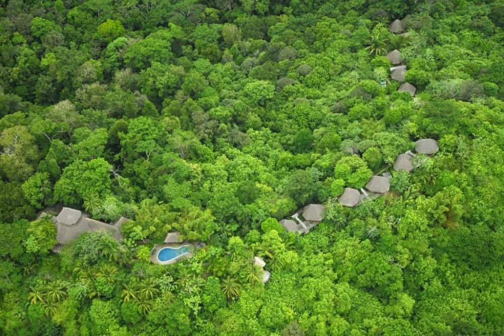 Khu nghỉ dưỡng sinh thái Phinda Forest Lodge (Nam Phi). Khu nghỉ dưỡng sinh thái Lapa Rios (Costa Rica) nhìn từ trên cao