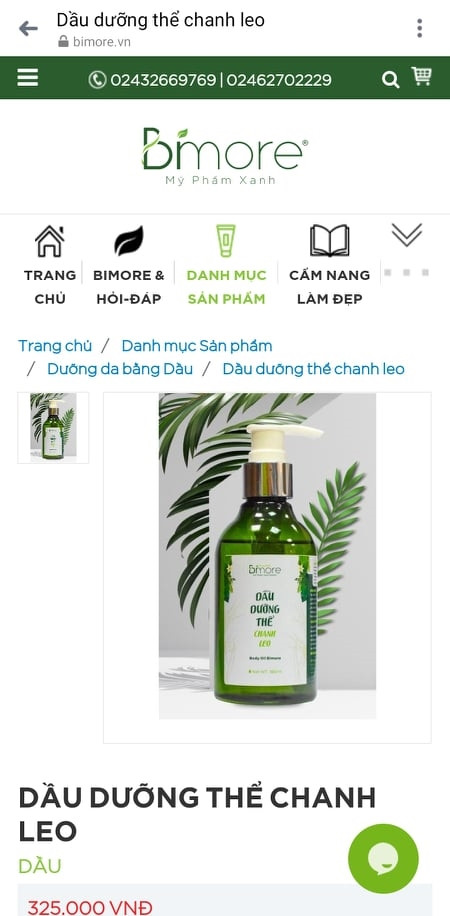 Một trong những sản phẩm của công ty không có công bố mỹ phẩm vẫn bày bán công khai (đã rút khỏi website)