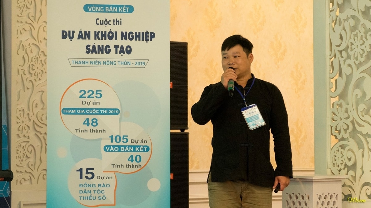 Anh Hoàng Văn Luân trình bày mô hình tại Cuộc thi ý tưởng sáng tạo khởi nghiệp thanh niên nông thôn năm 2019 Anh Hoàng Văn Luân trình bày mô hình tại Cuộc thi ý tưởng sáng tạo khởi nghiệp thanh niên nông thôn năm 2019