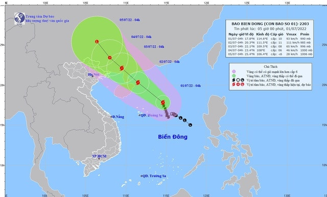 Dự báo vị trí và đường đi của Bão số 1. Dự báo vị trí và đường đi của Bão số 1.