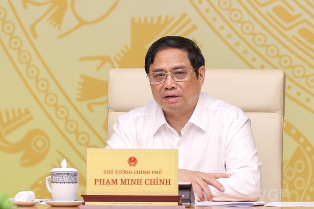 Thủ tướng Phạm Minh Chính nhấn mạnh, khu vực DNNN là lực lượng vật chất quan trọng của kinh tế nhà nước, đóng góp lớn vào sự phát triển kinh tế-xã hội - Ảnh: VGP/Nhật Bắc