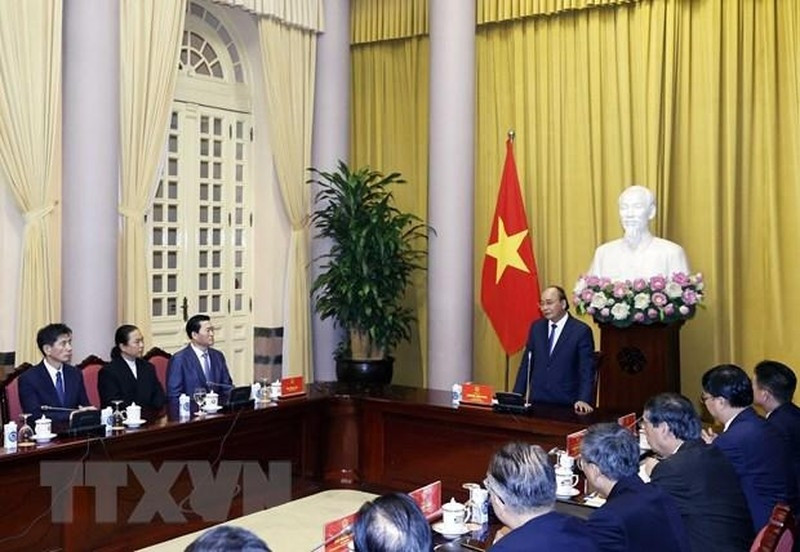 Chủ tịch nước tiếp Đoàn đại biểu Hiệp hội Kinh tế, Văn hóa Hàn-Việt. (Ảnh: Thống Nhất/TTXVN) Chủ tịch nước tiếp Đoàn đại biểu Hiệp hội Kinh tế, Văn hóa Hàn-Việt. (Ảnh: Thống Nhất/TTXVN)