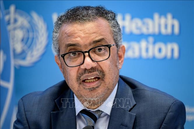 Tổng Giám đốc Tổ chức Y tế Thế giới (WHO) Tedros Adhanom Ghebreyesus trong một cuộc họp báo tại Geneva, Thuỵ Sĩ. Ảnh: AFP/TTXVN