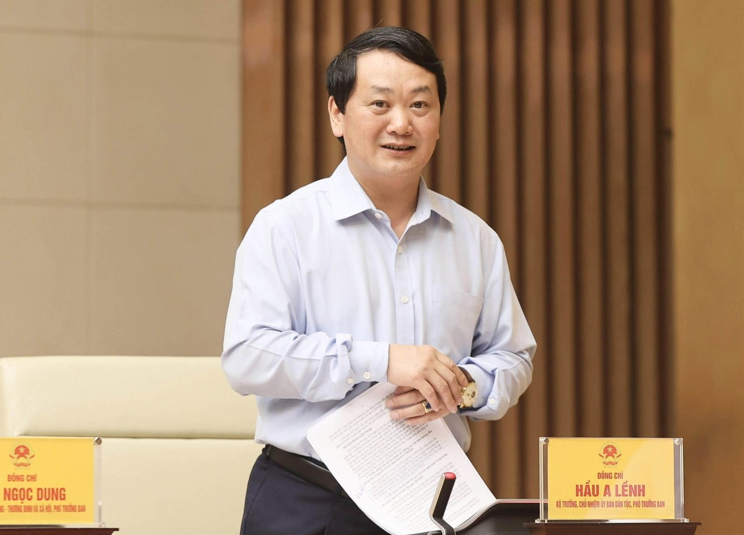 Bộ trưởng, Chủ nhiệm Ủy ban Dân tộc Hầu A Lềnh phát biểu tại Hội nghị