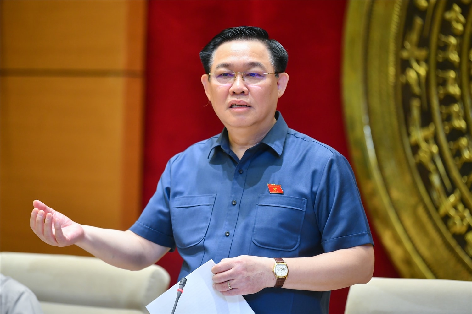 Ủy viên Bộ Chính trị, Chủ tịch Quốc hội Vương Đình Huệ phát biểu tại cuộc làm việc