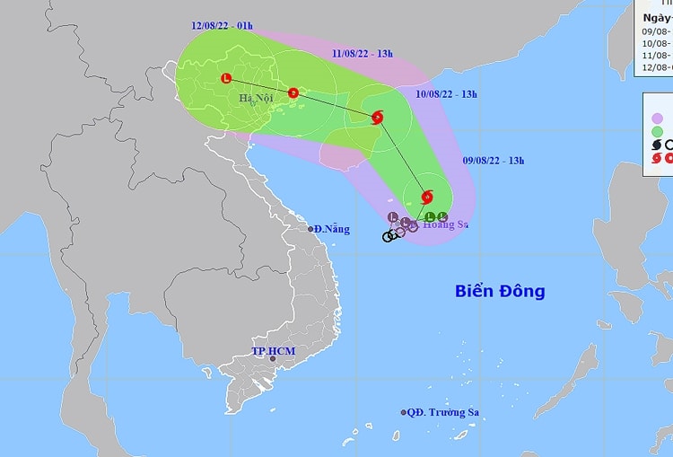 Vị trí và đường đi của cơn bão số 2 - Ảnh: NCHMF