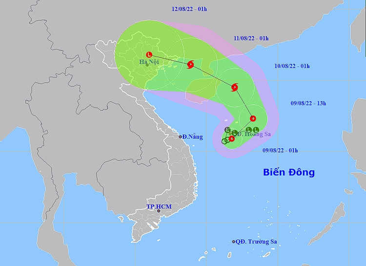 Vị trí và đường đi của áp thấp nhiệt đới. Ảnh: NCHMF