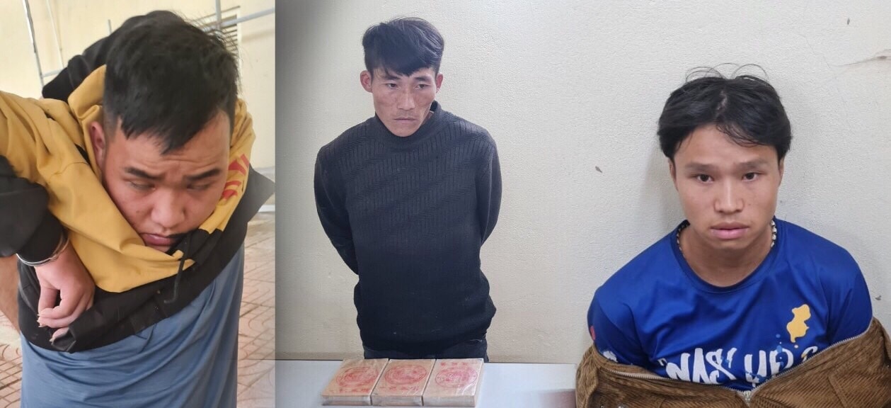 Các đối tượng trong Chuyên án ĐB822.2 và tang vật 3 bánh heroin