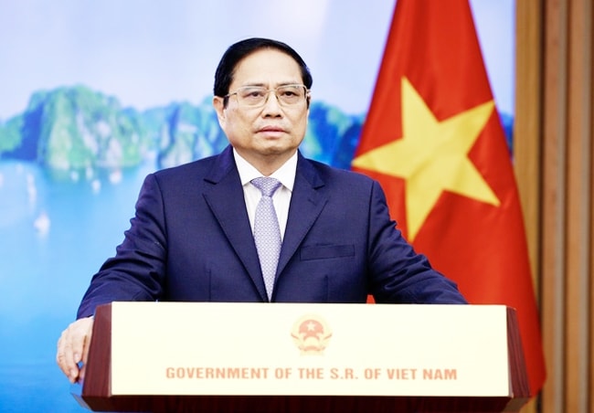 Thủ tướng Chính phủ Phạm Minh Chính đã tham dự Diễn đàn Kinh tế phương Đông tổ chức tại thành phố Vladivostok, Liên bang Nga vào ngày 7/9/2022 theo hình thức phát biểu ghi hình. (Ảnh: VGP/Nhật Bắc)