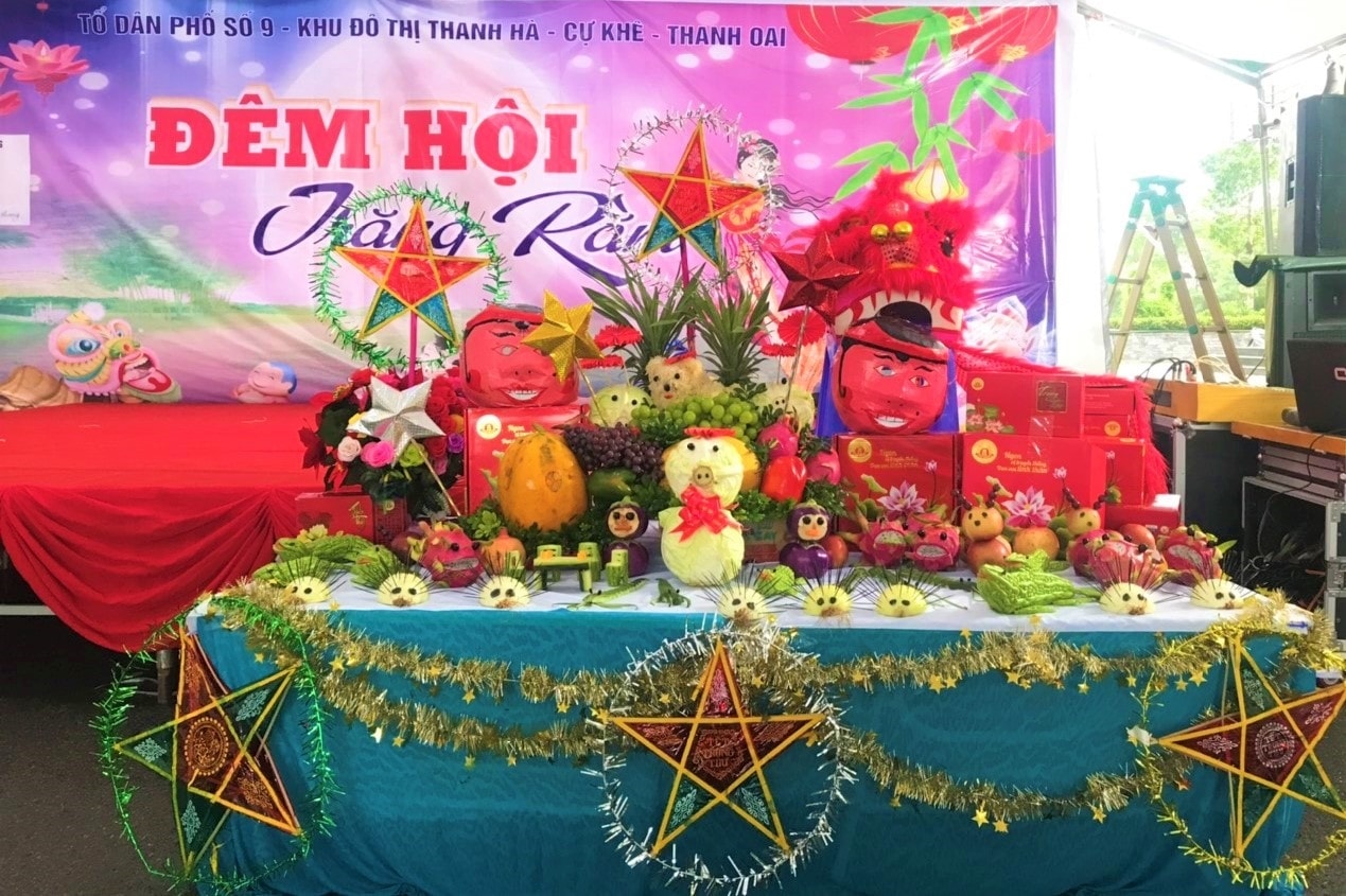 Những hình ảnh ngộ nghĩnh trên mâm ngũ quả Tết Trung thu tại Khu đô thị Thanh Hà (xã Cự Khê, huyện Thanh Oai, TP. Hà Nội)