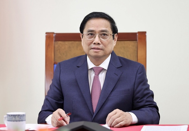 Thủ tướng Phạm Minh Chính đề nghị hai bên tích cực phối hợp để đưa kim ngạch thương mại song phương tăng trưởng ổn định, cân bằng - Ảnh: VGP/Nhật Bắc