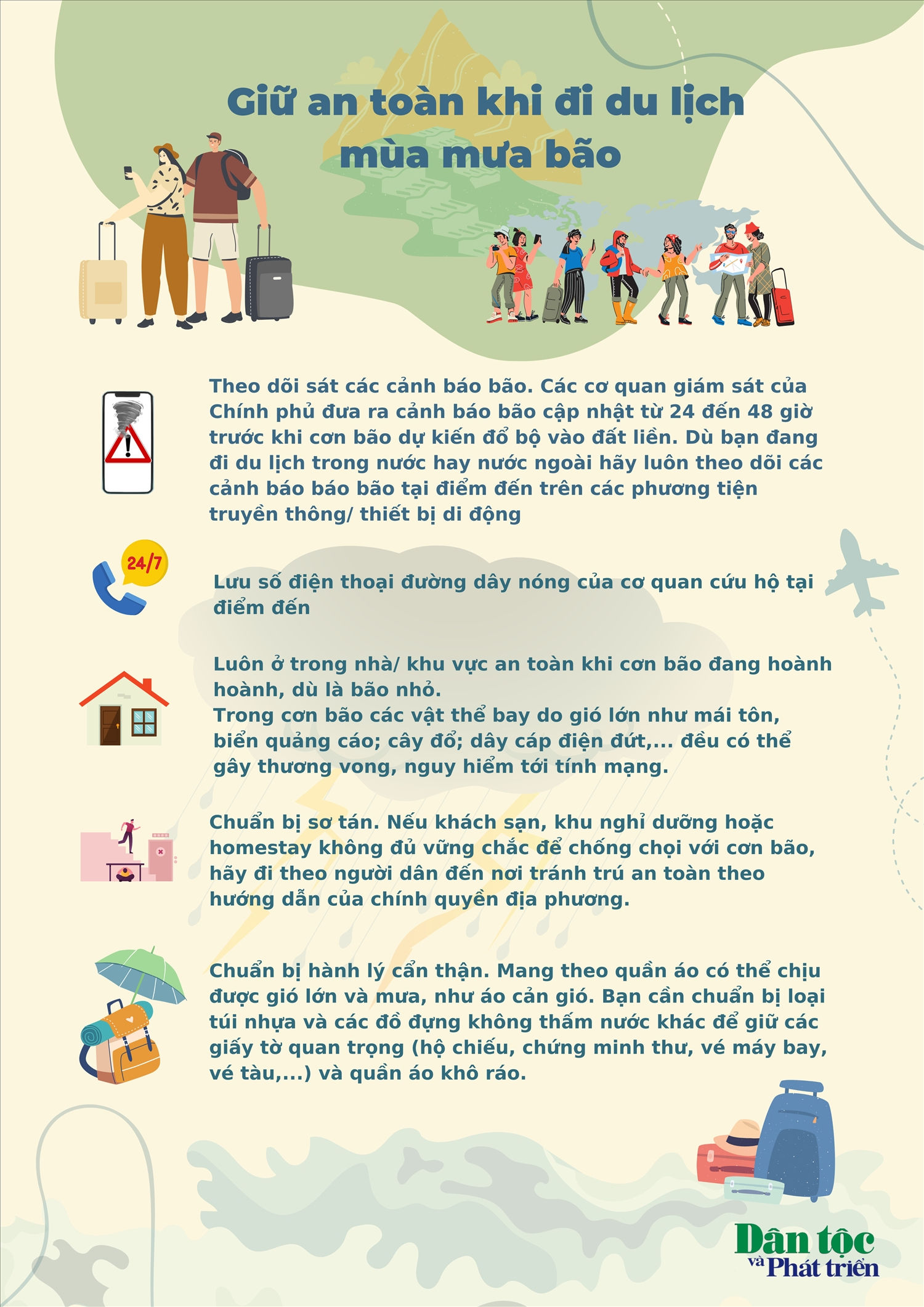 (INFORGRAPHIC) Giữ an toàn khi đi du lịch mùa mưa bão