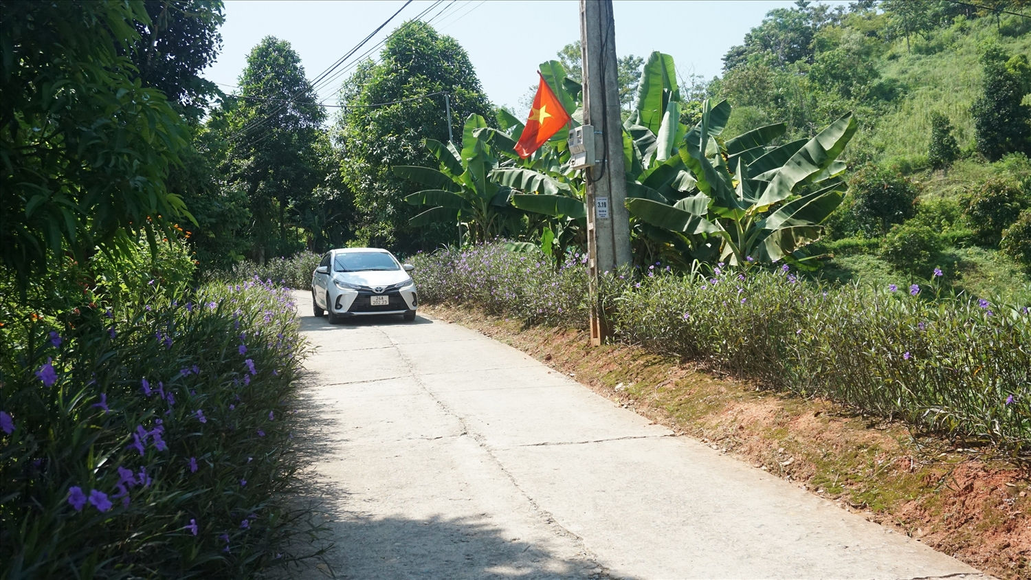 Đường giao thông mở rộng và bê tông hóa giúp cho việc đi lại, giao thương hàng hóa của người dân được thuận lợi