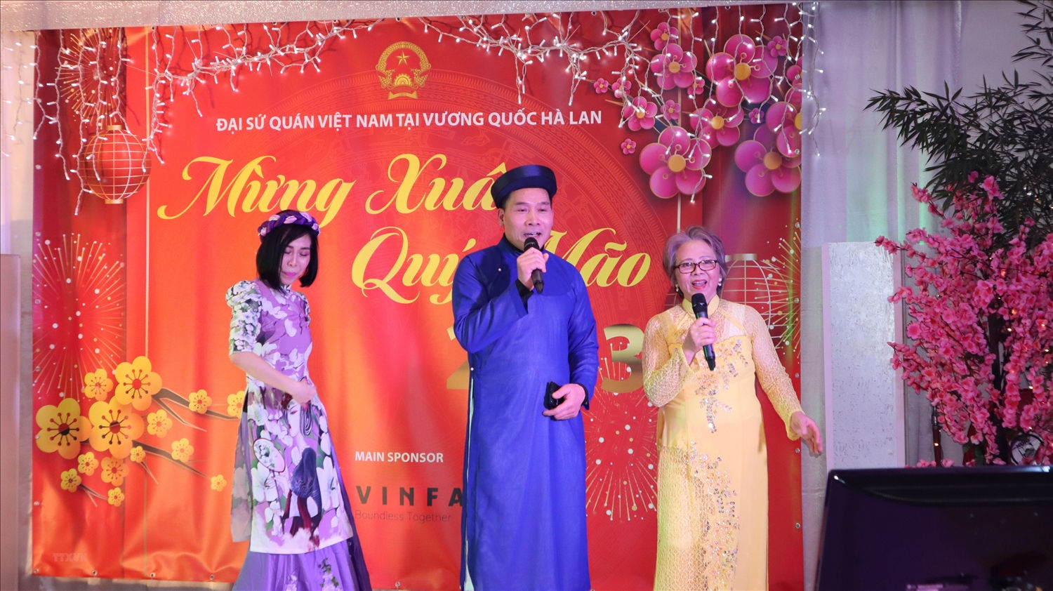 Tiết mục văn nghệ do bà con Việt kiều biểu diễn. (Ảnh: TTXVN phát)