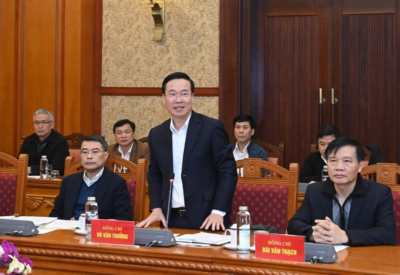 Thường trực Ban Bí thư Võ Văn Thưởng phát biểu tại Hội nghị. (Ảnh: Duy Linh)