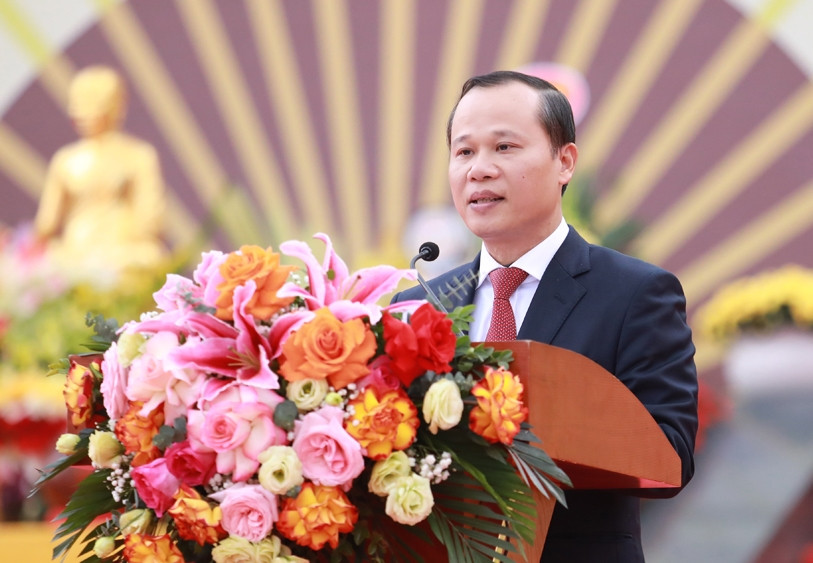 Ông Mai Sơn - Phó Chủ tịch Thường trực UBND tỉnh Bắc Giang, Trưởng Ban Tổ chức Tuần Văn hóa - Du lịch tỉnh năm 2023 phát biểu tại Lễ khai hội
