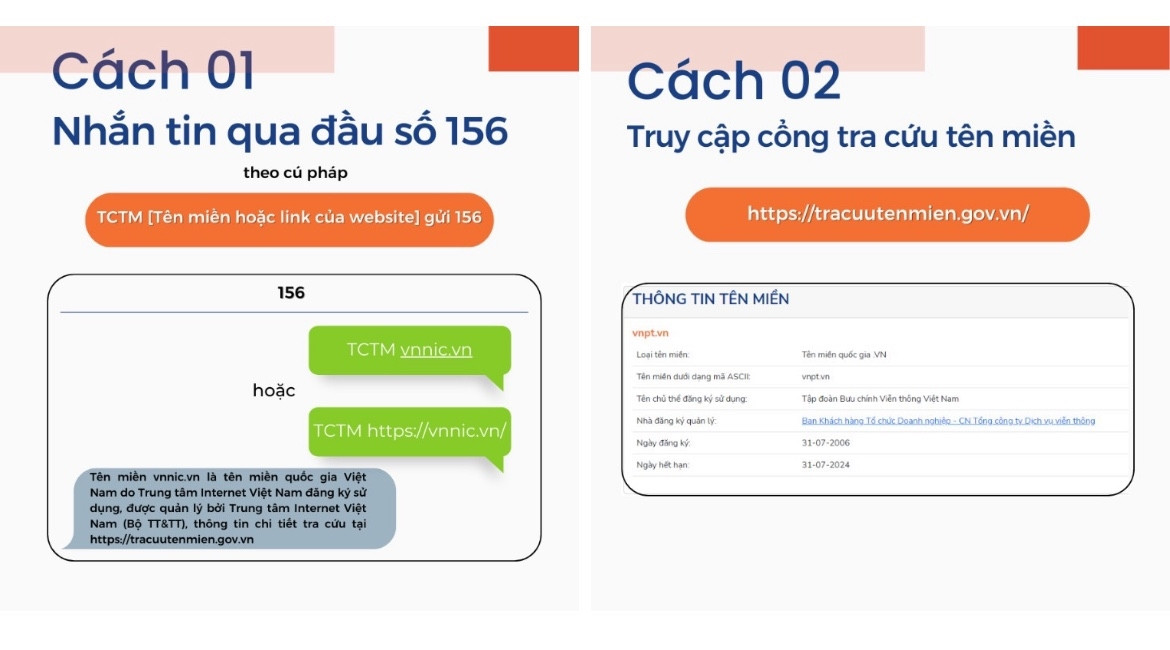 Cách thức nhắn tin tra cứu tên miền trên đầu số 156 và website