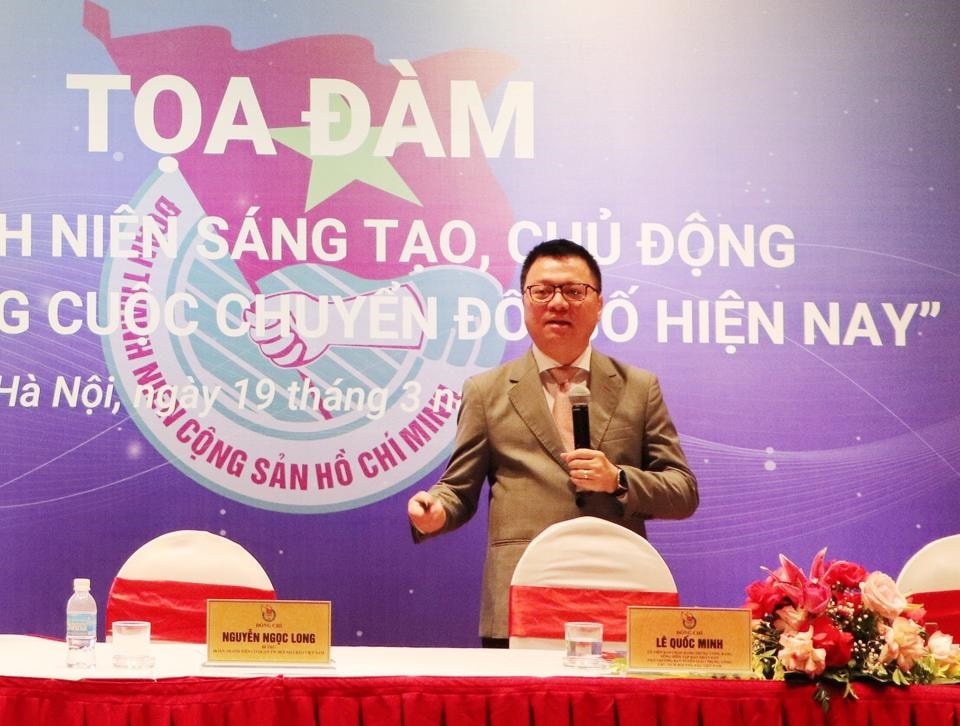 ông Lê Quốc Minh, Uỷ viên Trung ương Đảng, Phó Trưởng Ban Tuyên giáo T.Ư, Tổng Biên tập báo Nhân Dân Chủ tịch Hội Nhà báo Việt Nam chia sẻ tại Toạ đàm
