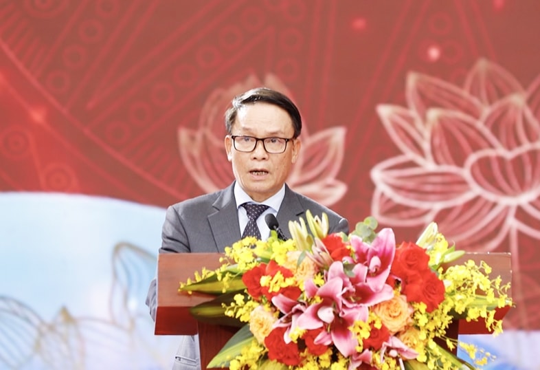 Ông Nguyễn Đức Lợi - Phó Chủ tịch Thường trực Hội Nhà báo Việt Nam phát biểu  bế mạc Hội báo
