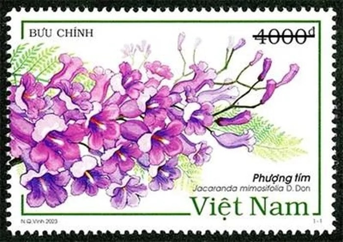 Bộ tem “Phượng tím” gồm 1 mẫu tem và 1 blốc