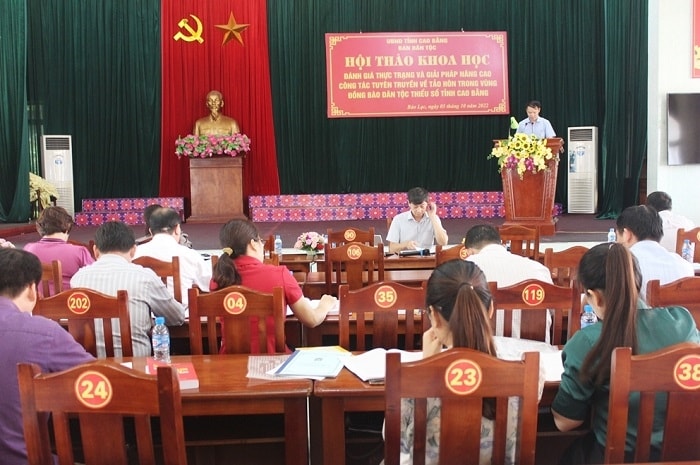 Hội thảo đánh giá thực trạng, giải pháp nâng cao công tác tuyên truyền về tảo hôn trong vùng đồng bào DTTS do Ban Dân tộc tỉnh Cao Bằng tổ chức năm 2022 Hội thảo đánh giá thực trạng, giải pháp nâng cao công tác tuyên truyền về tảo hôn trong vùng đồng bào DTTS do Ban Dân tộc tỉnh Cao Bằng tổ chức năm 2022