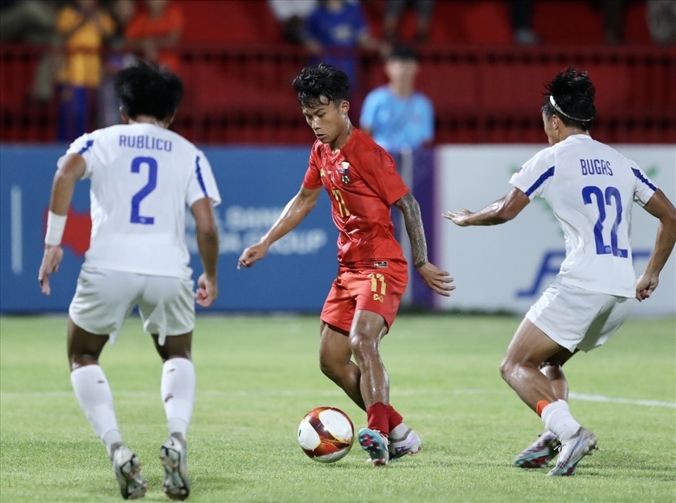U22 Philippines đã gây rất nhiều khó khăn cho U22 Myanmar (Ảnh IT)