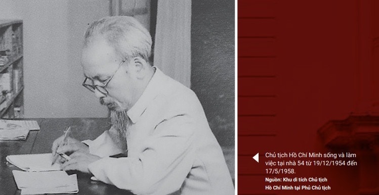 Chủ tịch Hồ Chí Minh sống và làm việc tại nhà 54 từ ngày 19/12/1954 đến ngày 17/5/1958 (Ảnh: Bảo tàng Hà Nội)