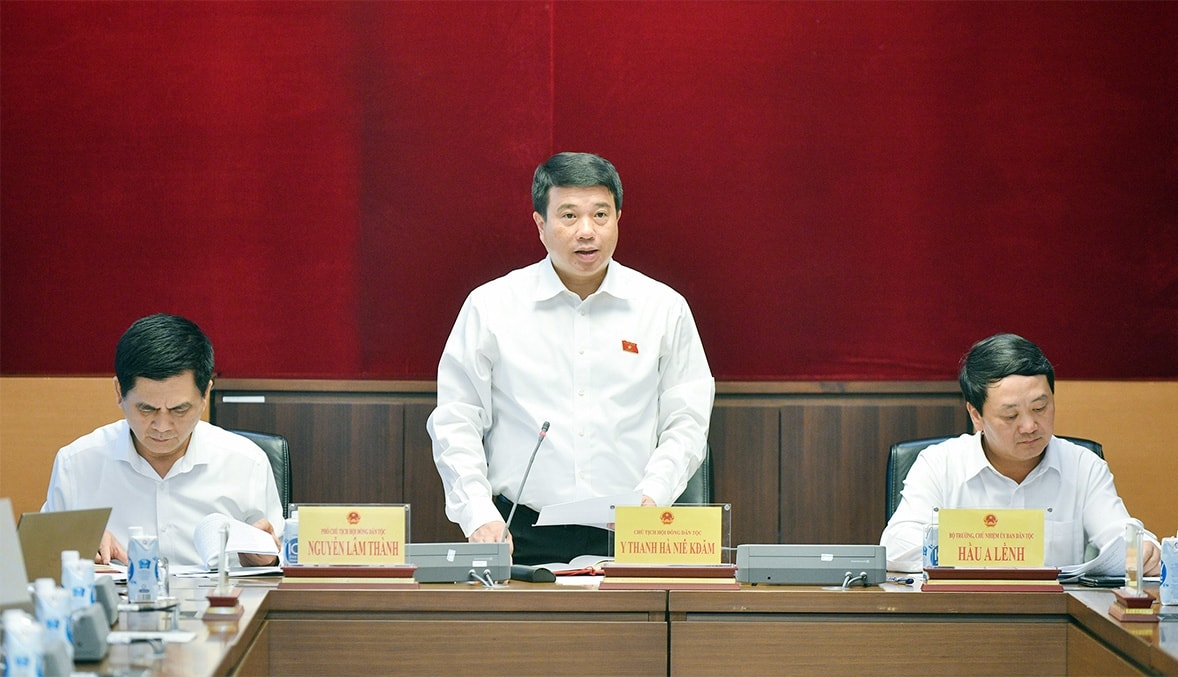 Chủ tịch Hội đồng Dân tộc của Quốc hội Y Thanh Hà Niê Kđăm phát biểu tại phiên họp