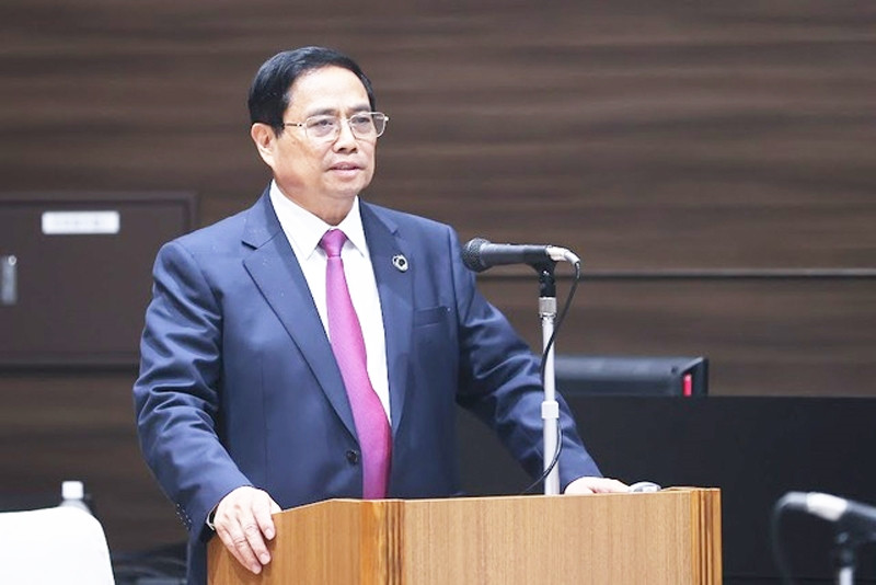 Thủ tướng nhấn mạnh Quan hệ Việt Nam - Nhật Bản đang ở giai đoạn tốt đẹp nhất trong lịch sử, xứng tầm quan hệ đối tác chiến lược sâu rộng trên cơ sở chân thành, tình cảm, tin cậy, vì hòa bình, hợp tác, phát triển trong khu vực, trên thế giới và vì lợi ích của nhân dân mỗi nước - Ảnh: VGP/Nhật Bắc