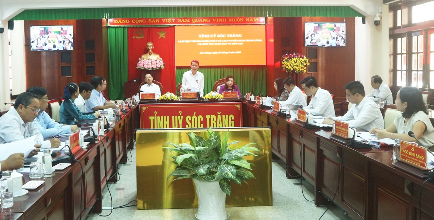 Đoàn công tác đánh giá cao những kết quả tỉnh Sóc Trăng đạt được trong lĩnh vực giáo dục và đào tạo thời gian qua Đoàn công tác đánh giá cao những kết quả tỉnh Sóc Trăng đạt được trong lĩnh vực giáo dục và đào tạo thời gian qua