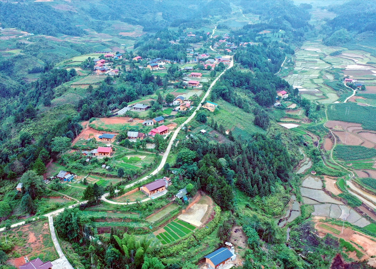 Làng Văn hóa du lịch cộng đồng Nặm Đăm nhìn từ trên cao