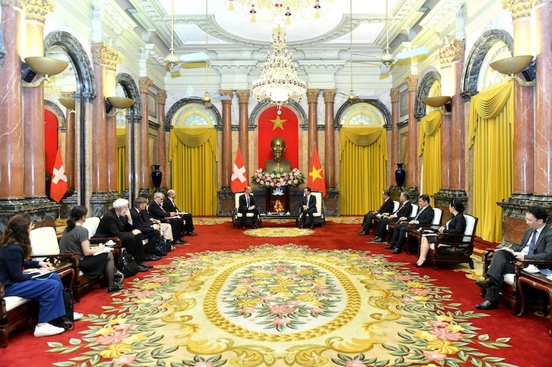 Quang cảnh buổi tiếp. (Ảnh: ĐĂNG KHOA)