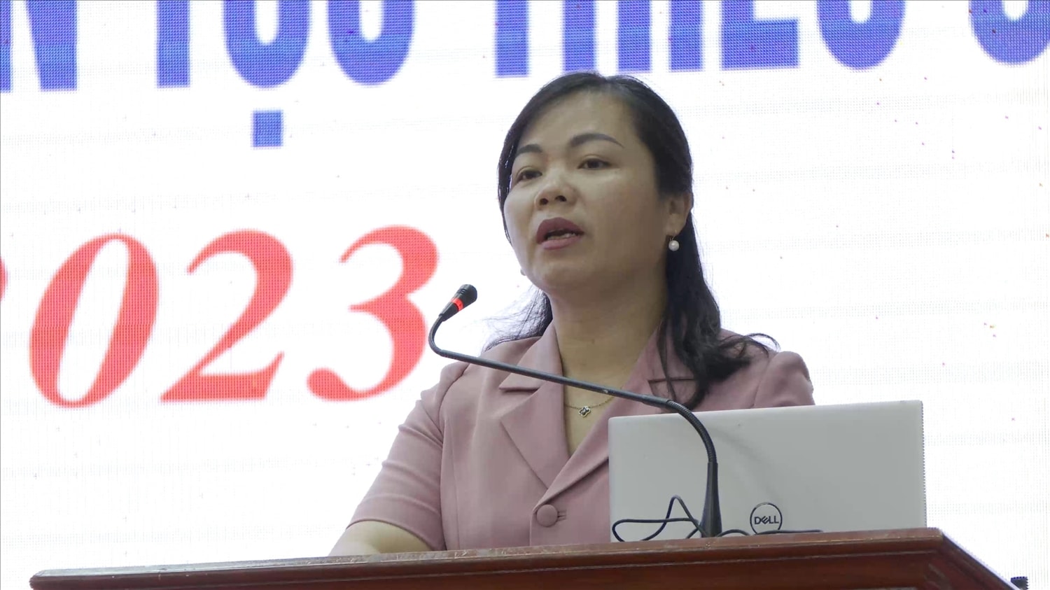 Bà Hà Thị Liên, Chủ tịch hội LHPN huyện Cao Lộc phát biểu tại hội nghị Bà Hà Thị Liên, Chủ tịch hội LHPN huyện Cao Lộc phát biểu tại hội nghị