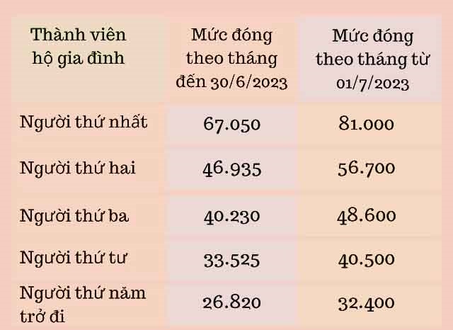 Chi tiết các mức đóng BHYT tự nguyện năm 2023 như sau:
