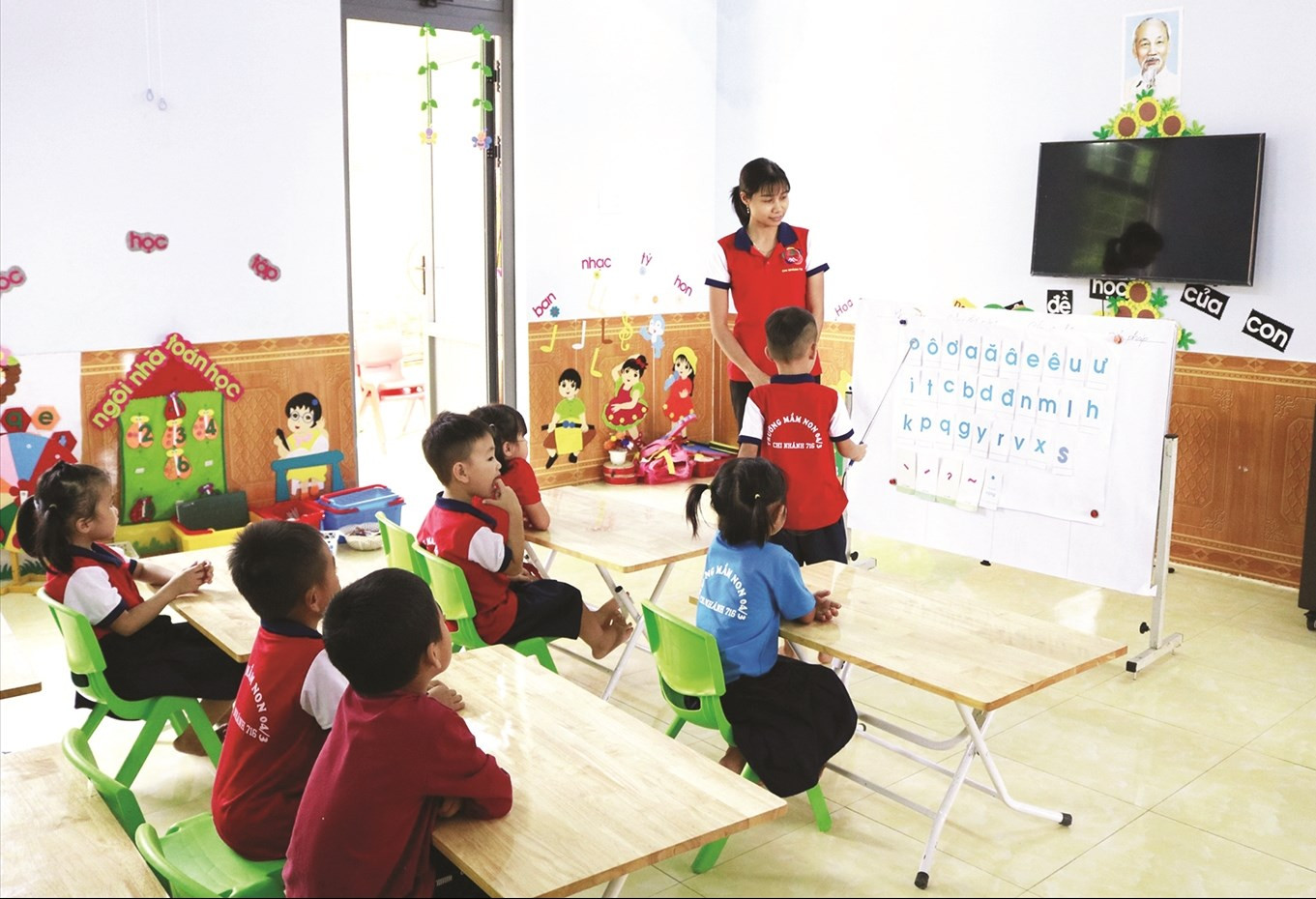 Lớp học của trẻ từ 2,5 đến 3 tuổi của điểm trường số 1, Trường Mầm non 04-3, Chi nhánh 716 thuộc Binh đoàn 15.