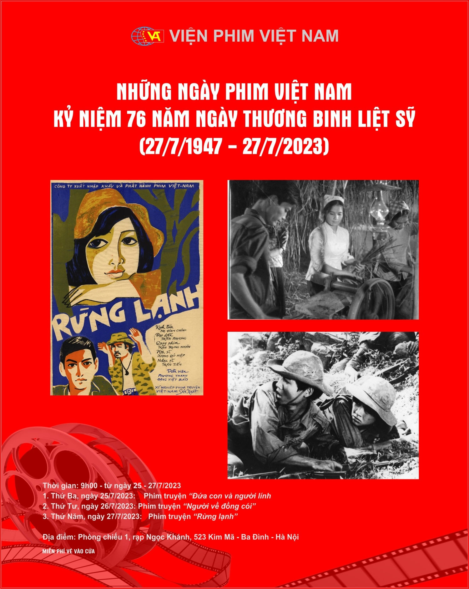 (Tổng hợp) Tổ chức chương trình phim truyện điện ảnh kỷ niệm 76 năm Ngày Thương binh - Liệt sỹ 27/7 1