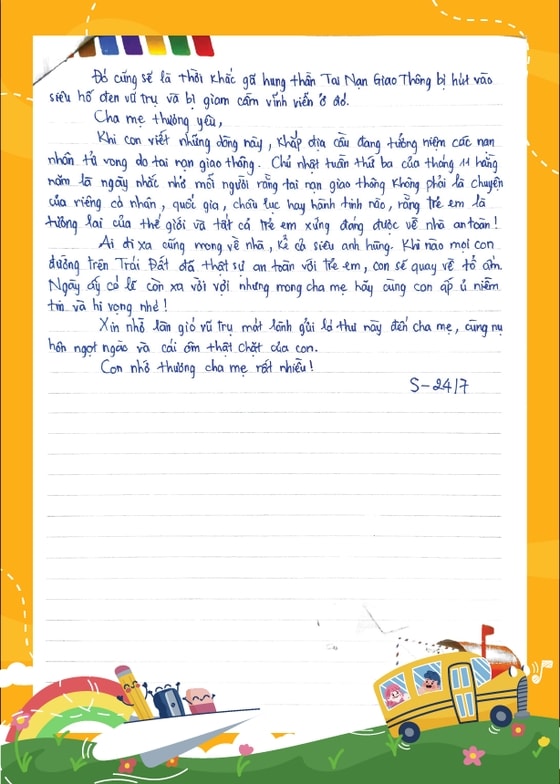 Bức thư của em Đào Khương Duy. Ảnh VNPost Bức thư của em Đào Khương Duy. Ảnh VNPost