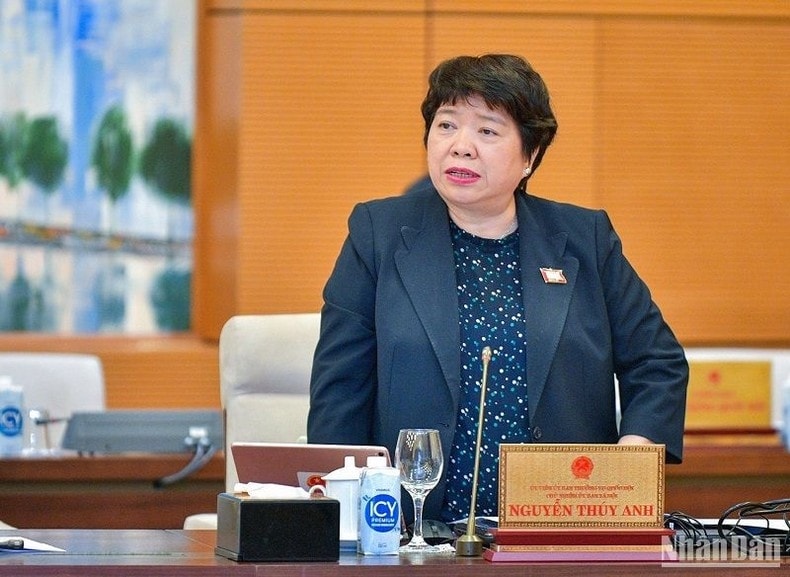 Chủ nhiệm Ủy ban Xã hội của Quốc hội Nguyễn Thúy Anh tham gia ý kiến thảo luận. (Ảnh: Duy Linh)