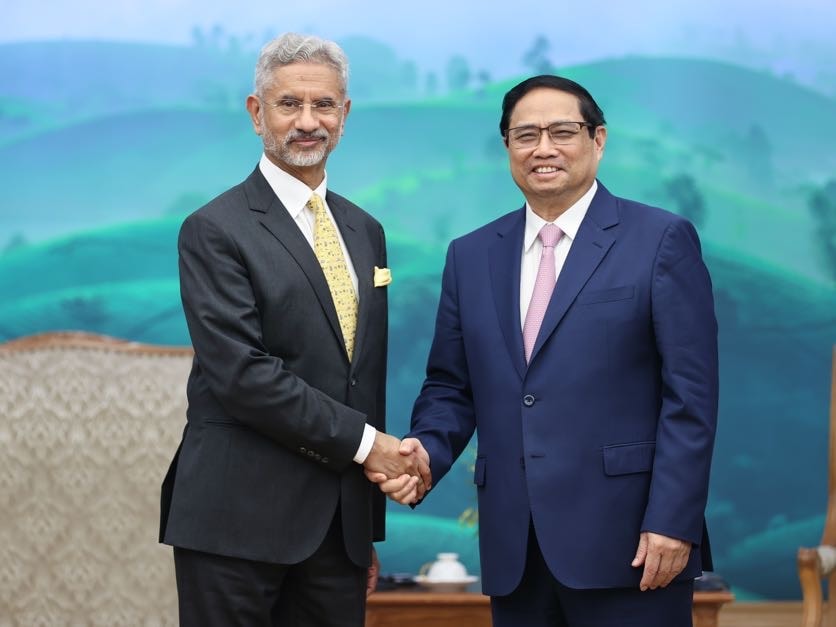 Thủ tướng Phạm Minh Chính và Bộ trưởng Ngoại giao Ấn Độ S. Jaishankar - Ảnh: VGP/Nhật Bắc