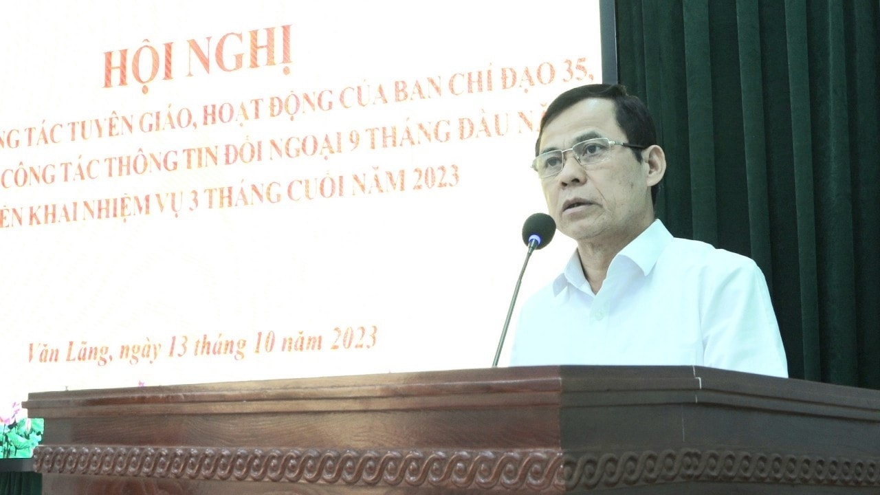 Ông Lương Văn Vị - Phó Bí thư Thường trực Huyện ủy phát biểu tại Hội nghị giao ban công tác tuyên giáo, hoạt động Ban Chỉ đạo 35 năm 2023 (Ảnh TL) Ông Lương Văn Vị - Phó Bí thư Thường trực Huyện ủy phát biểu tại Hội nghị giao ban công tác tuyên giáo, hoạt động Ban Chỉ đạo 35 năm 2023 (Ảnh TL)