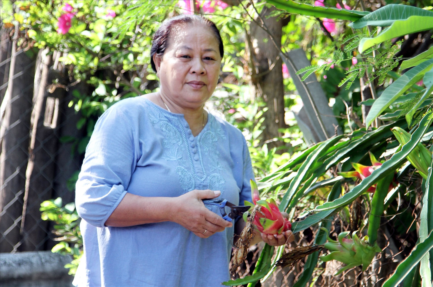 Chị Kiều Thị Khuê, Người có uy tín tiêu biểu vùng đồng bào Chăm xã An Hải, huyện Ninh Phước. 